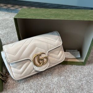 Gucci Cream Super Mini Bag with Gold Accents